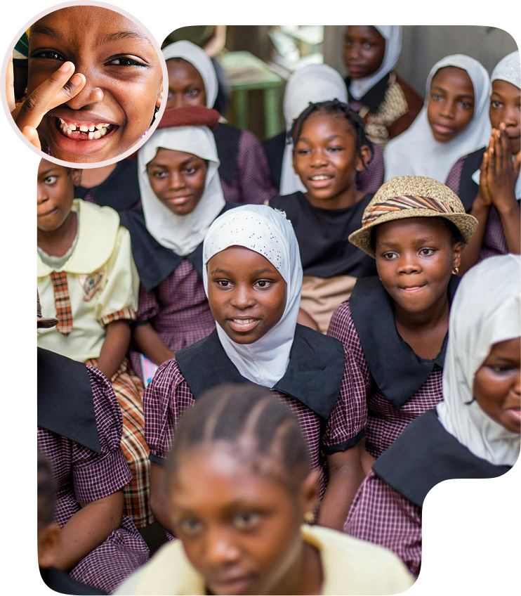 Children and community members receiving support from Goodman and Hope Global Network